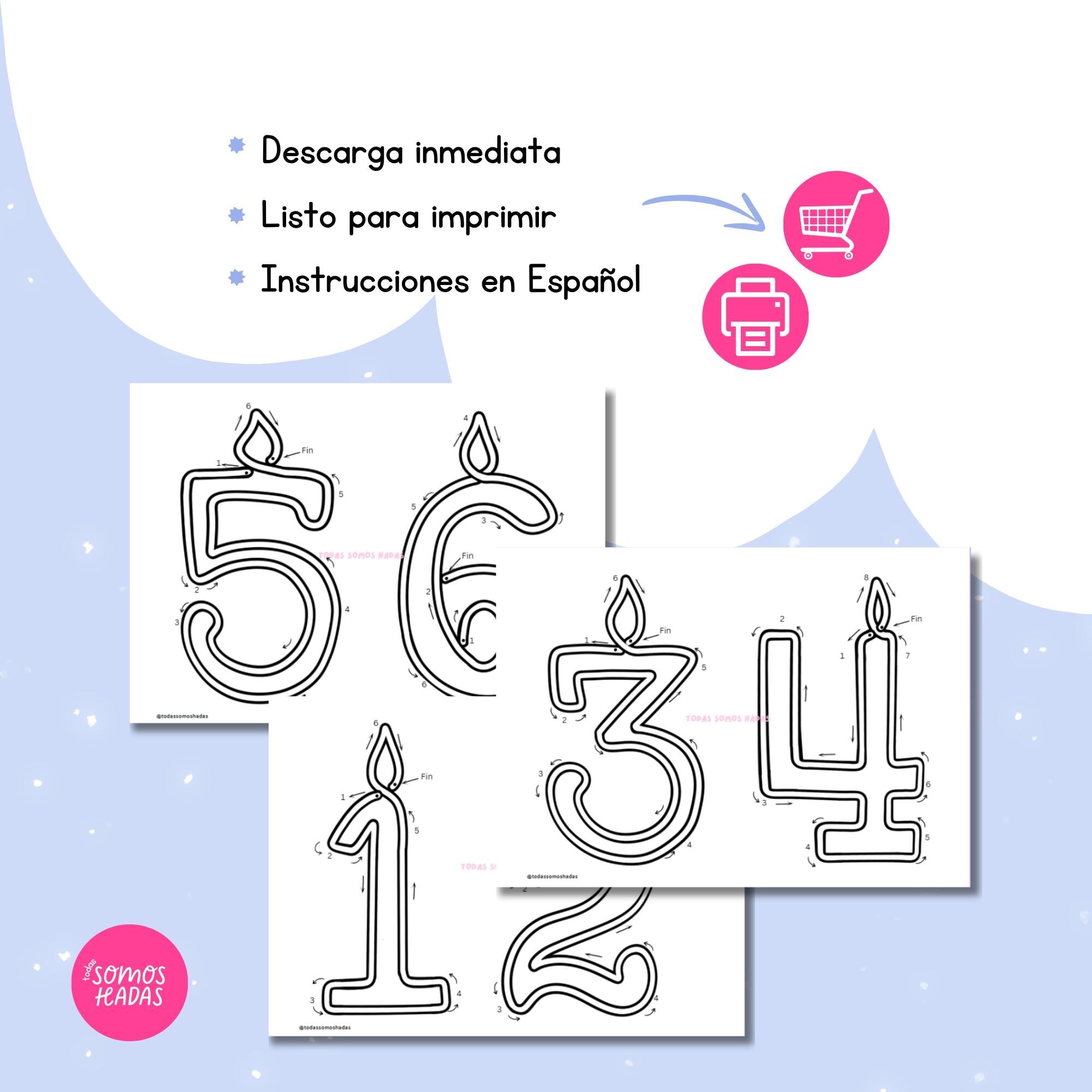 Plantilla Tricotín Números Cumpleaños 0–9 | Template para Modelar Alambre / I-Cord | Números para Celebrar | PDF Imprimible DIY | Wi
