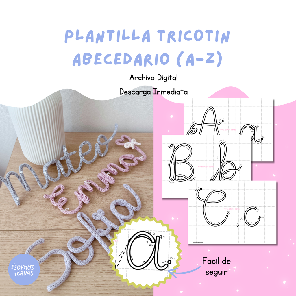 Plantilla Tricotín Abecedario I-Cord A–Z | Letras Mayúsculas y Minúsculas PDF | Letras en Alambre | DIY Nombres | Imprimible | Nombre T