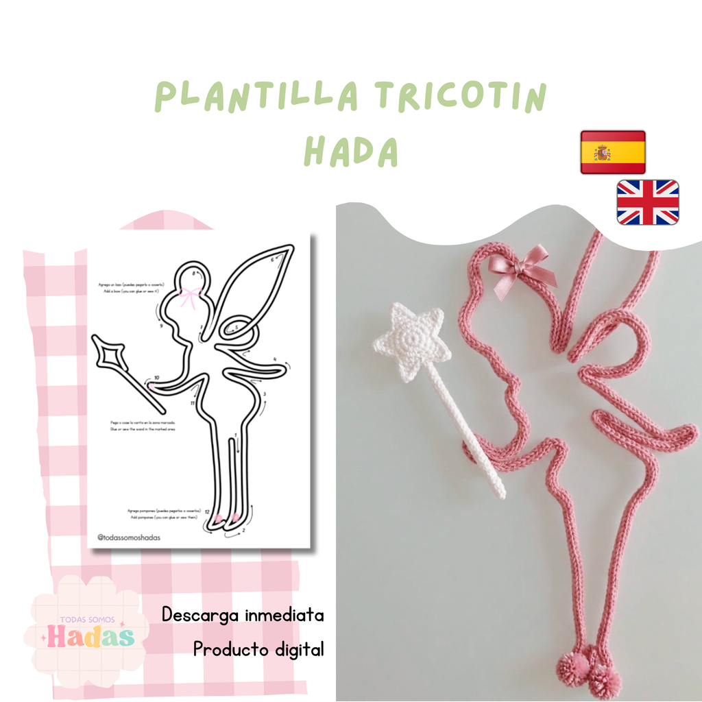 Plantilla Hada Wire Art PDF | Patrón Tricotín | Diseño I-Cord | Manualidad con Alambre | Decoración Infantil | Descarga Digital