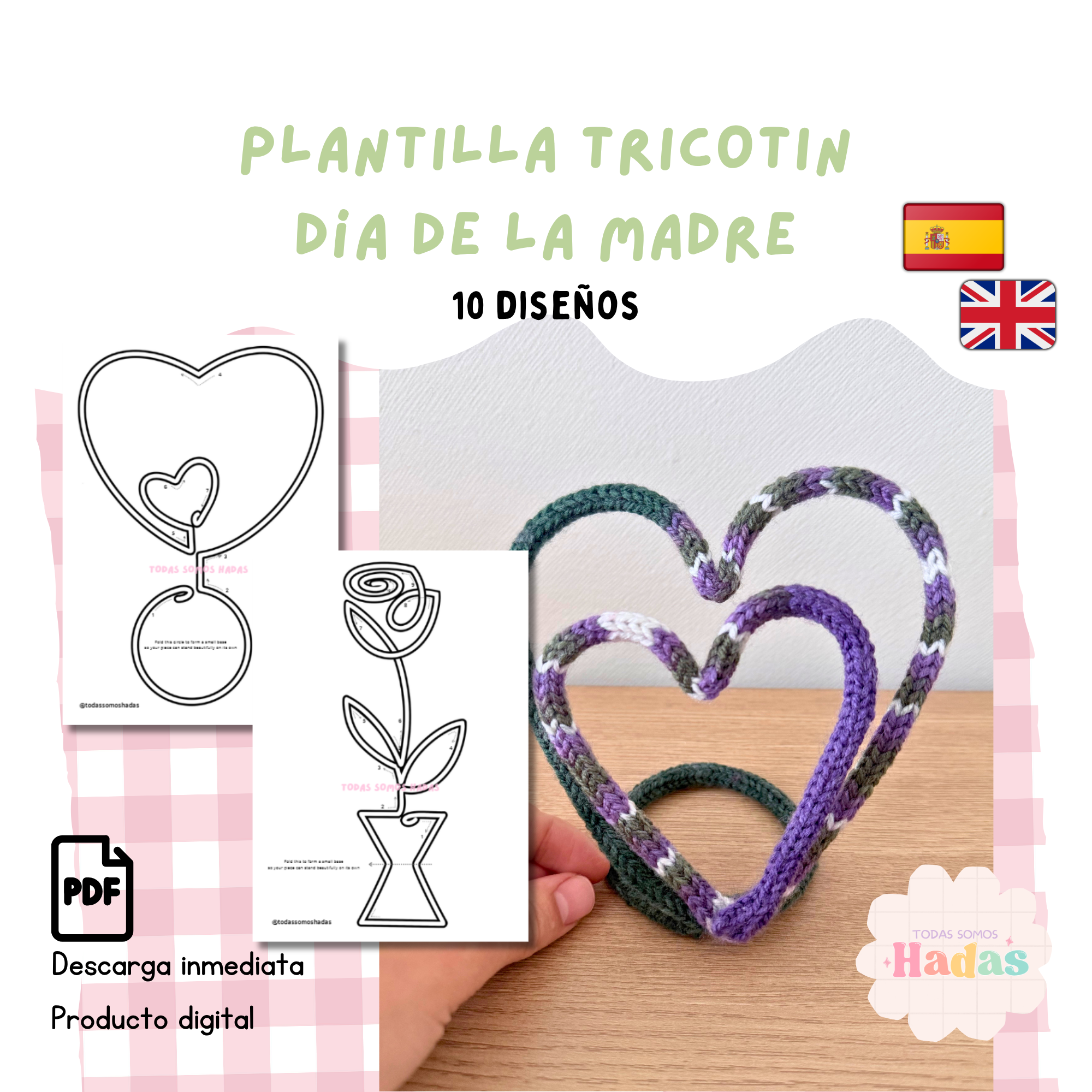 Plantillas Día de la Madre Tricotín PDF | 10 Diseños Wire Art | Regalos Personalizados para Mamá | Descarga Digital