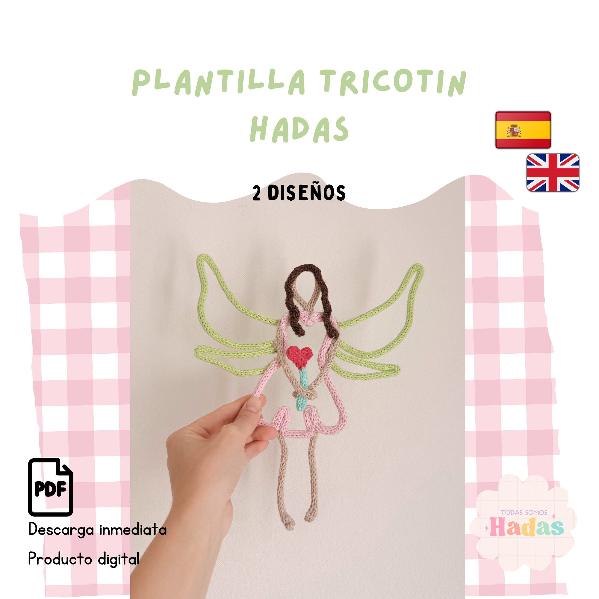 Plantilla Tricotín Hadas PDF | 2 diseños intercambiables | Wire Art Knitted I-Cord | DIY Decoración | Descarga Digital