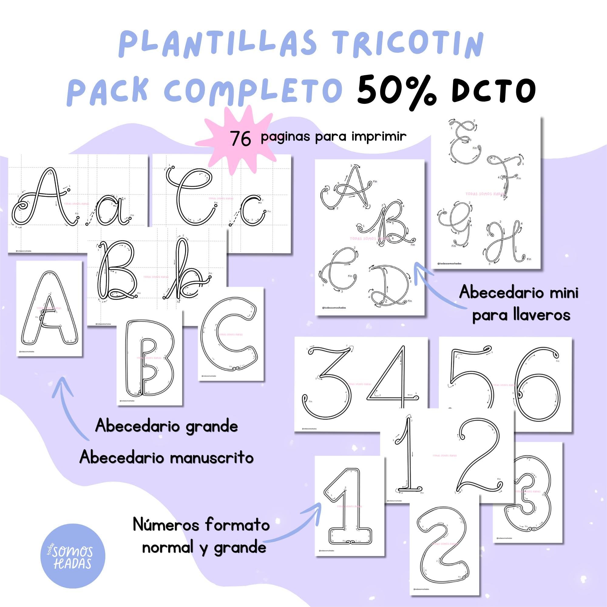 Pack Plantillas Tricotín Letras A-Z y Números | iCord | Abecedario Completo Imprimible | Letras para Nombres en Alambre | Wire Art Templa
