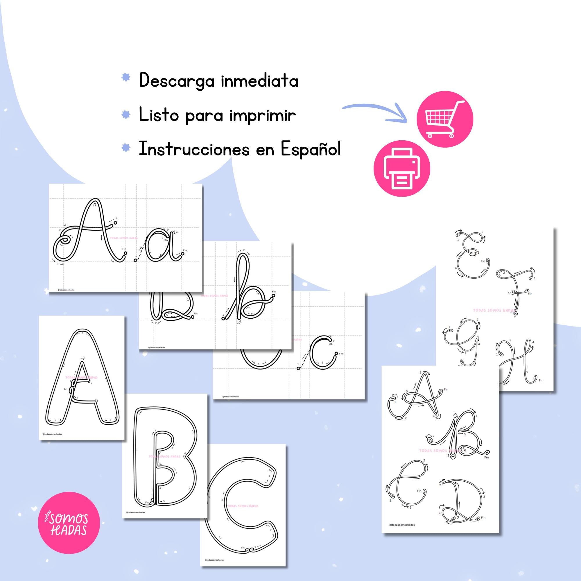 Pack Plantillas Tricotín Letras A-Z y Números | iCord | Abecedario Completo Imprimible | Letras para Nombres en Alambre | Wire Art Templa