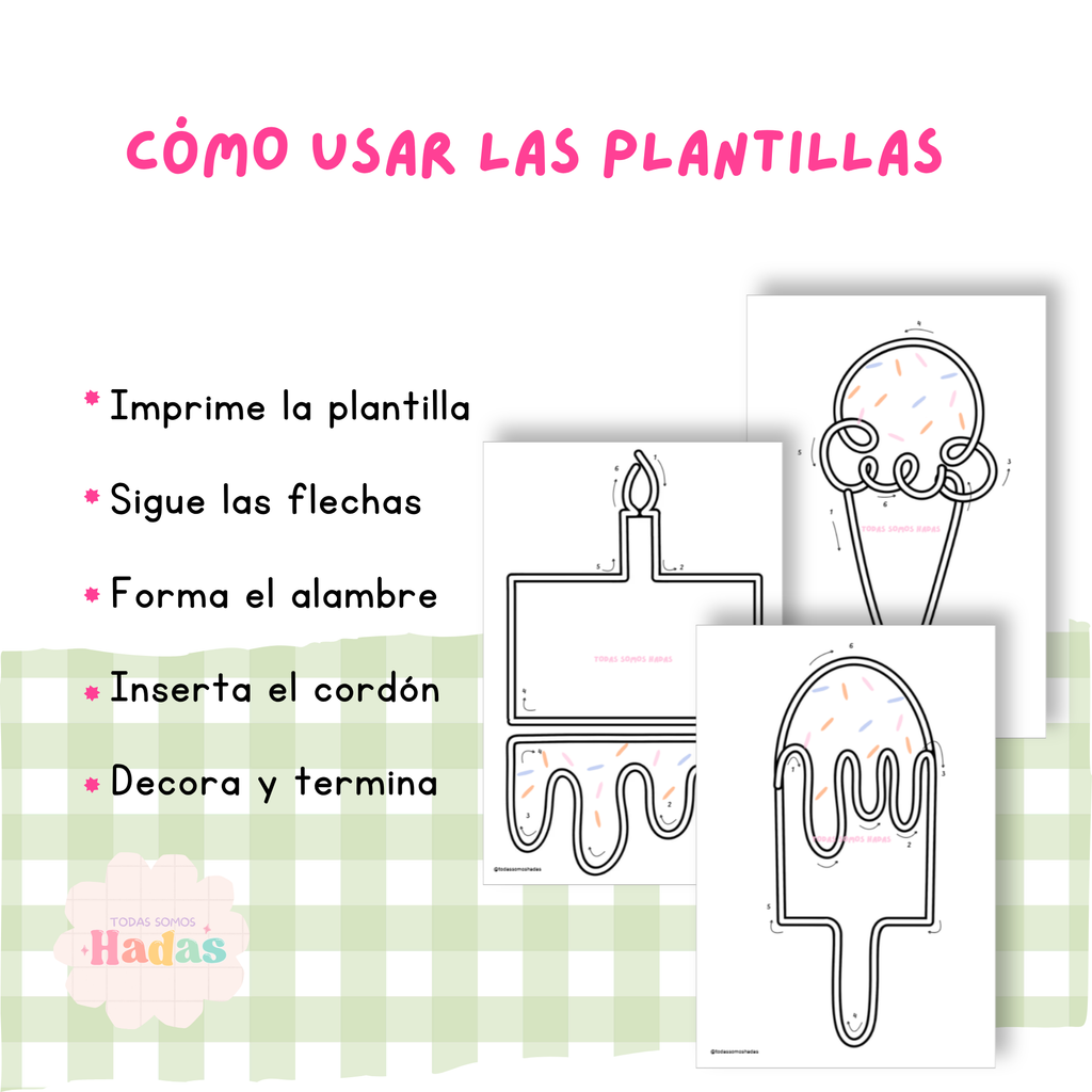 Plantilla Wire Art Dulces PDF | Moldes Tricotín | Pasteles, Donut, Helados, Muffin | Patrones Digitales DIY | Decoración Infantil | Postres