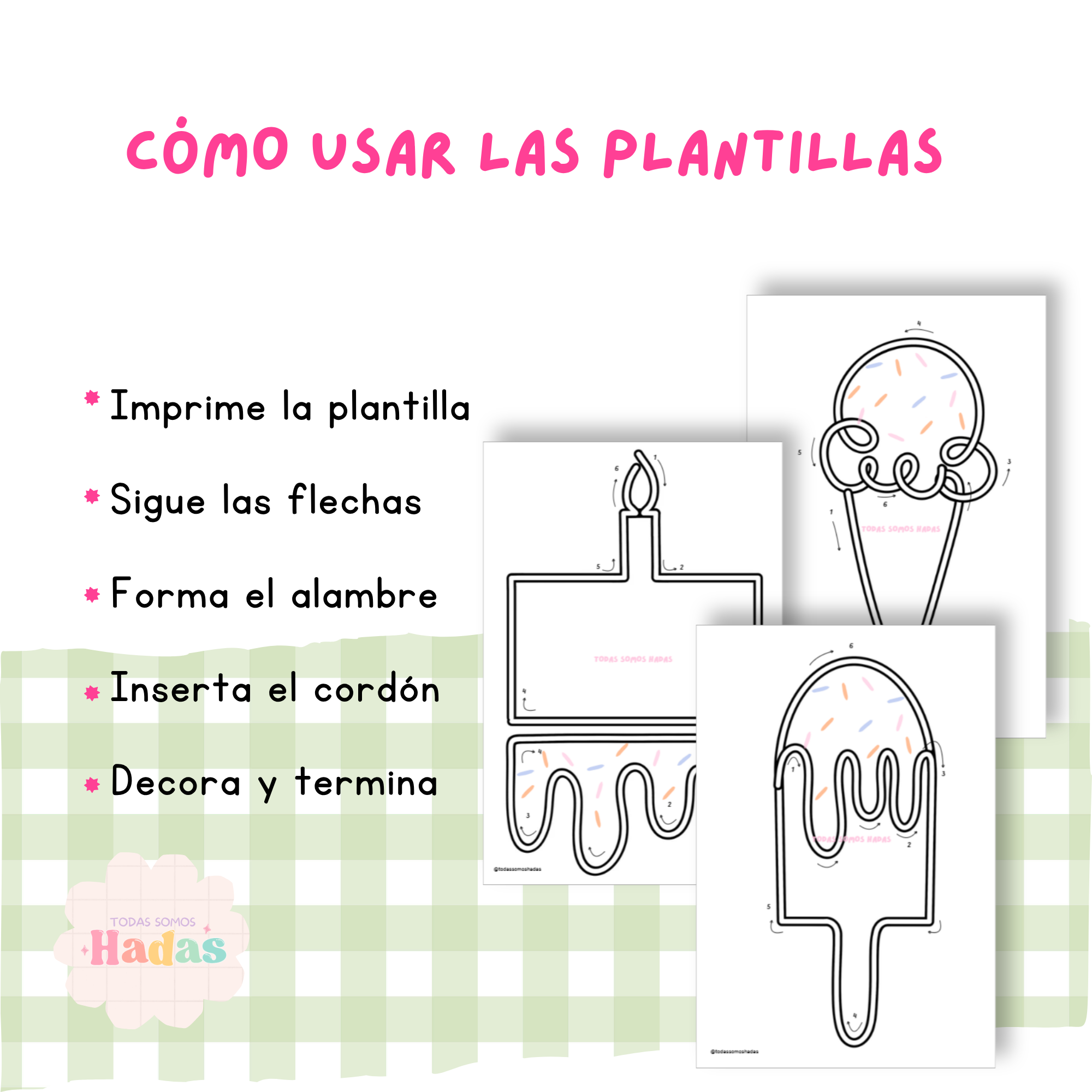 Plantilla Wire Art Dulces PDF | Moldes Tricotín | Pasteles, Donut, Helados, Muffin | Patrones Digitales DIY | Decoración Infantil | Postres