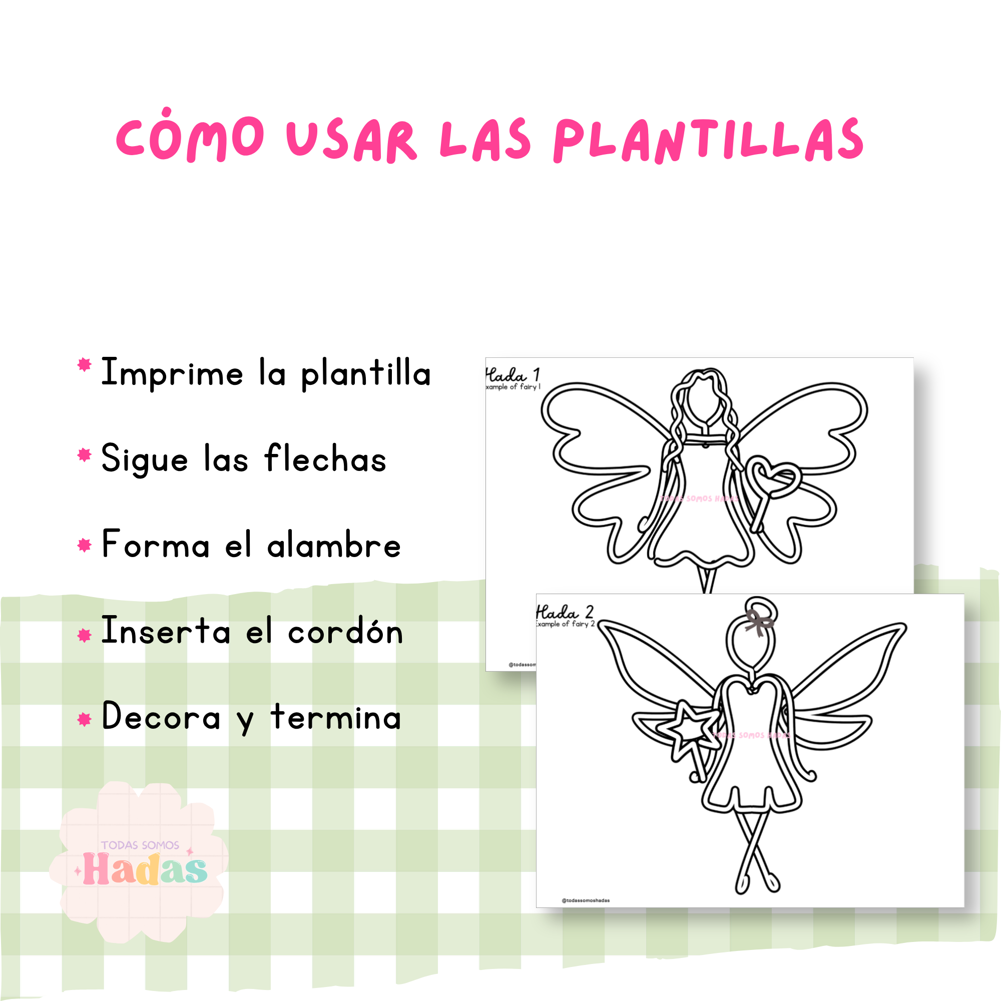 Plantilla Tricotín Hadas PDF | 2 diseños intercambiables | Wire Art Knitted I-Cord | DIY Decoración | Descarga Digital