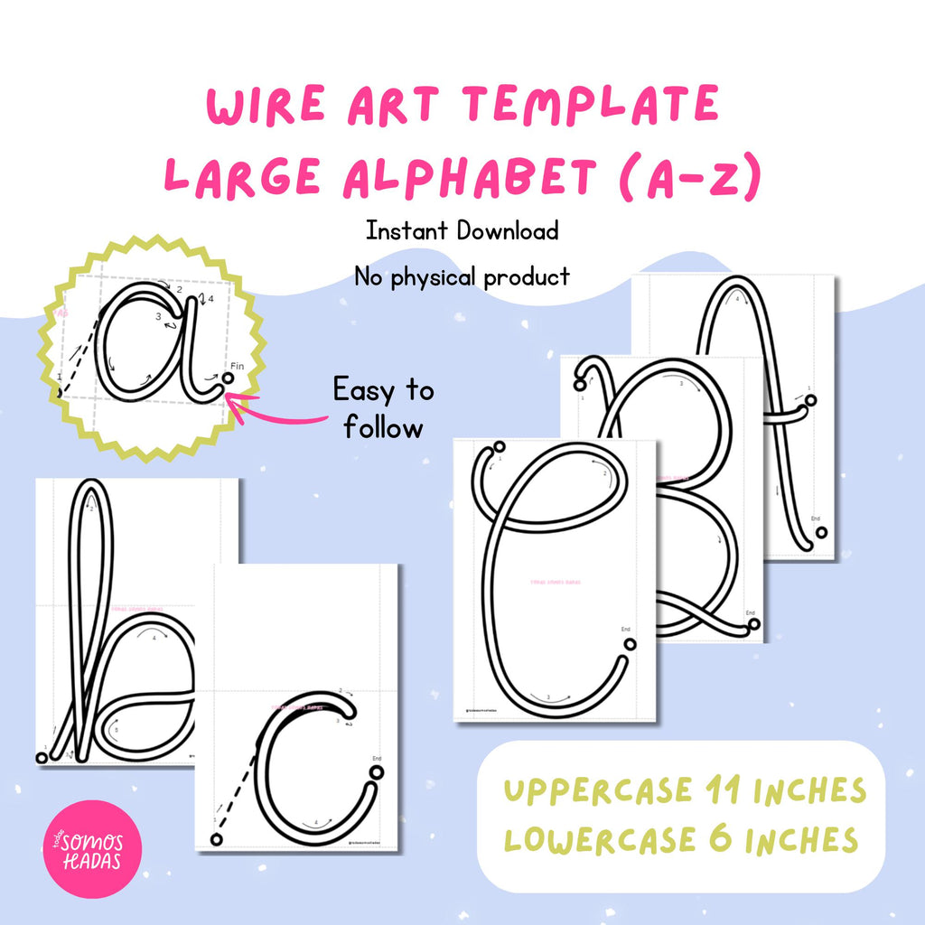 Large Alphabet Printable Template | 6-11 inches | DIY Wire Letters Pattern | 1 Letter Per Page | Craft Template PDF