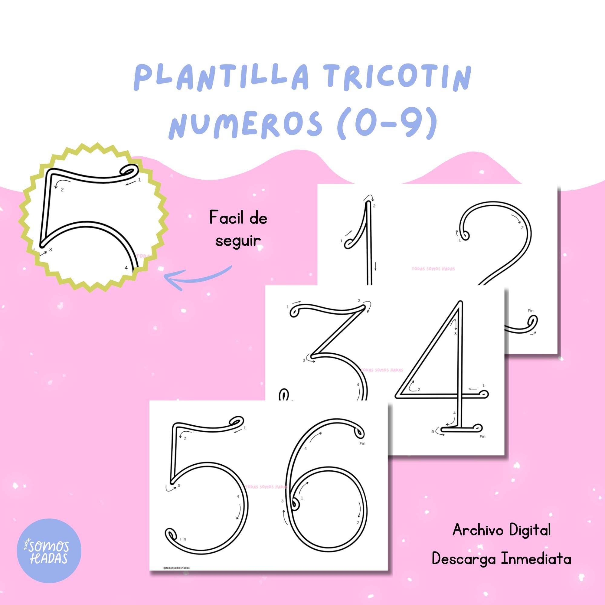 Plantillas Tricotin Números 0-9 para Alambre | Icord | PDF Imprimible | Descarga Inmediata | Manualidades Alambre | Wire Art Templat