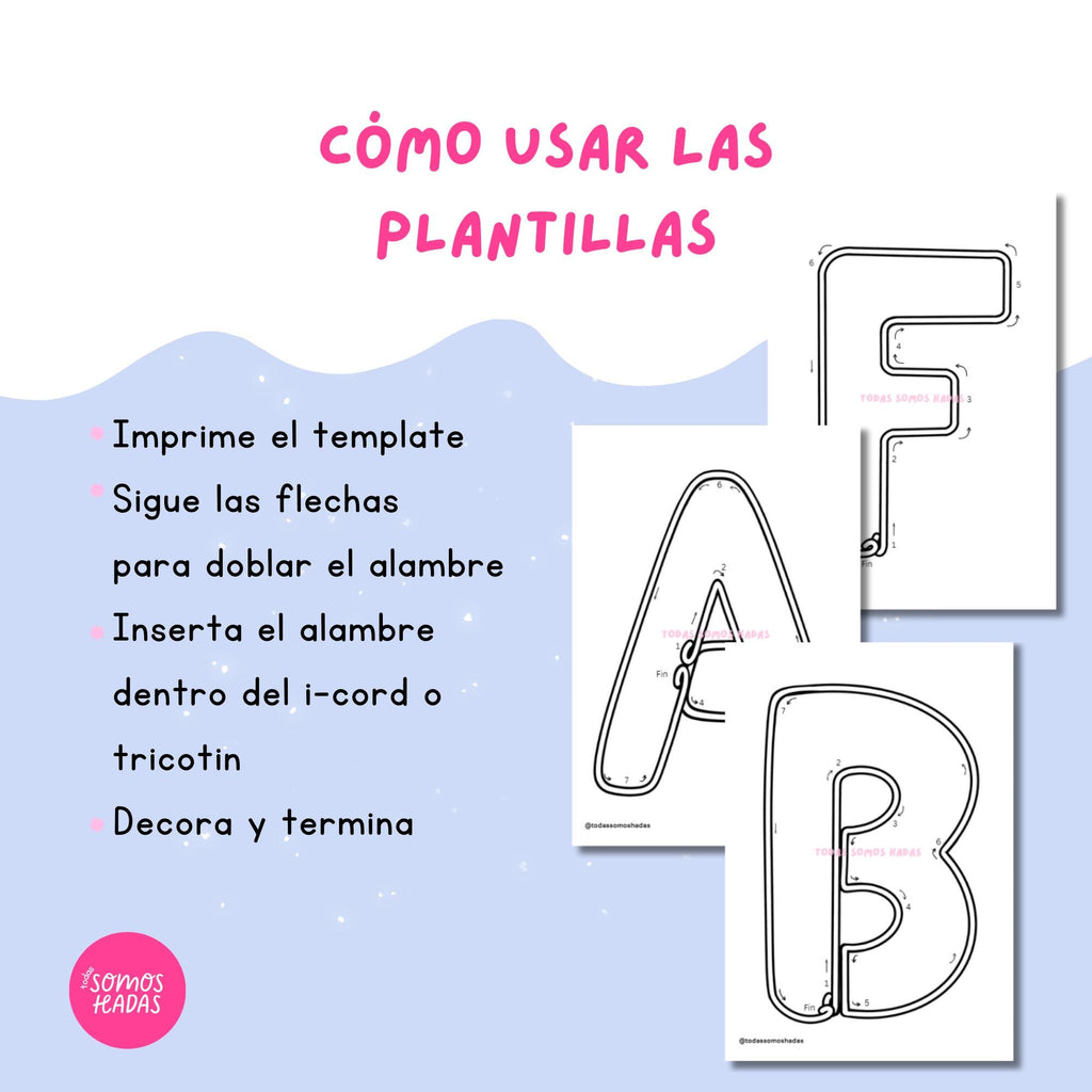 Plantilla Abecedario A–Z para Modelar Alambre | Letras Mayúsculas | Tricotín / I-Cord | PDF Imprimible | Descarga Digital | Monog