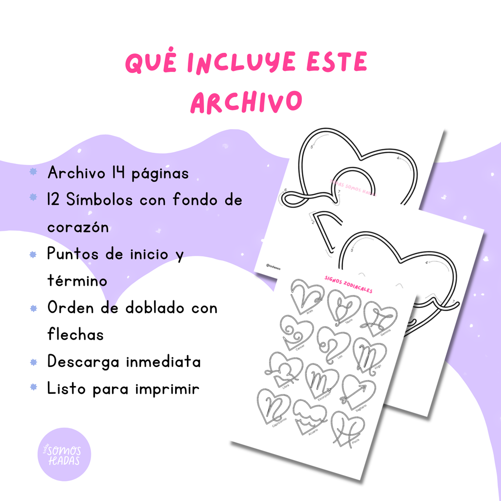 Plantillas Signos Zodiacales Corazón PDF | 12 Signos Zodiacales para Tricotín | Patrones Wire Art | Icord Letras DIY | Archivo Imprimible