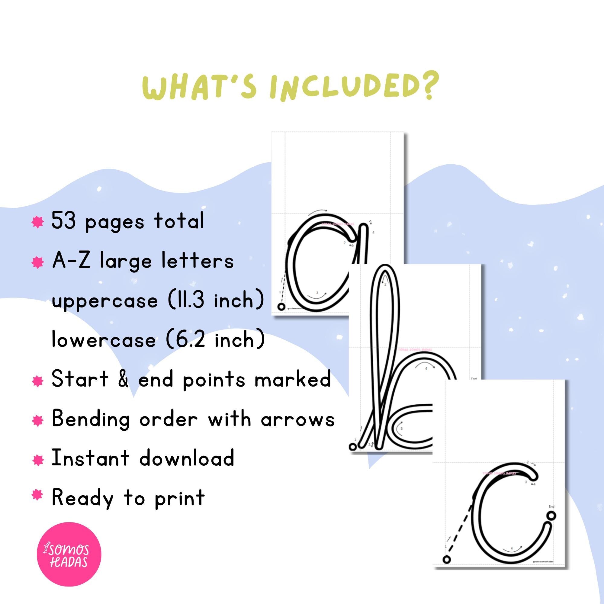 Large Alphabet Printable Template | 6-11 inches | DIY Wire Letters Pattern | 1 Letter Per Page | Craft Template PDF