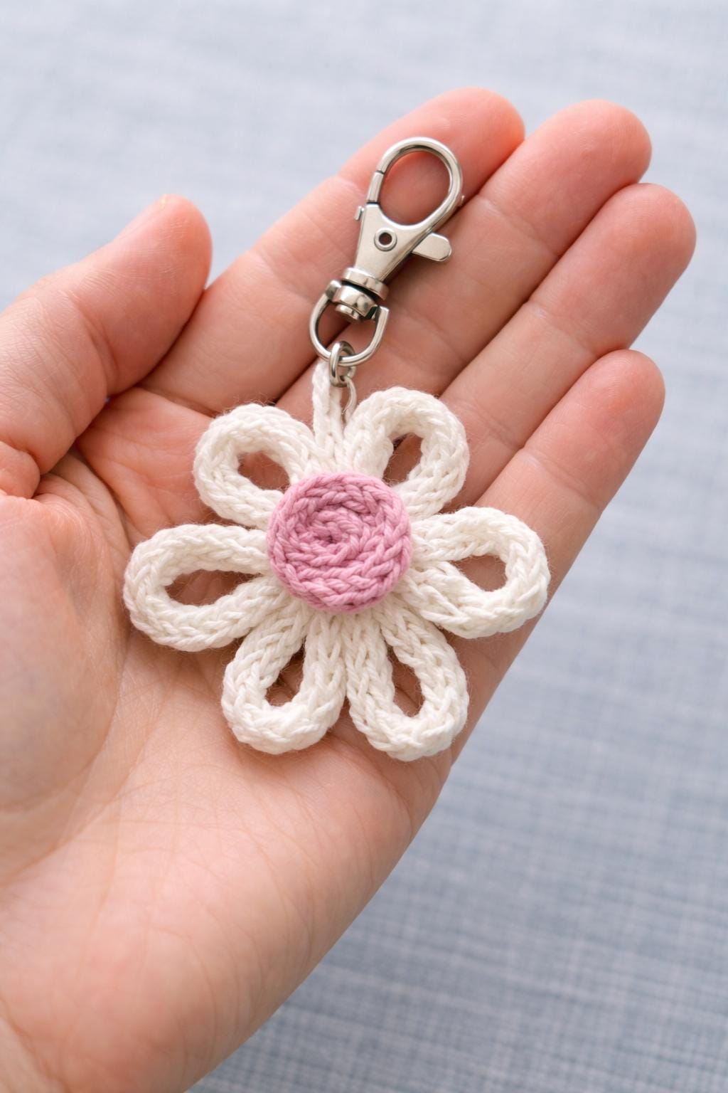 Pack Llaveros Flor Simple en Tricotin | Hecho a Mano | Regalo Baby Shower y Cumpleaño
