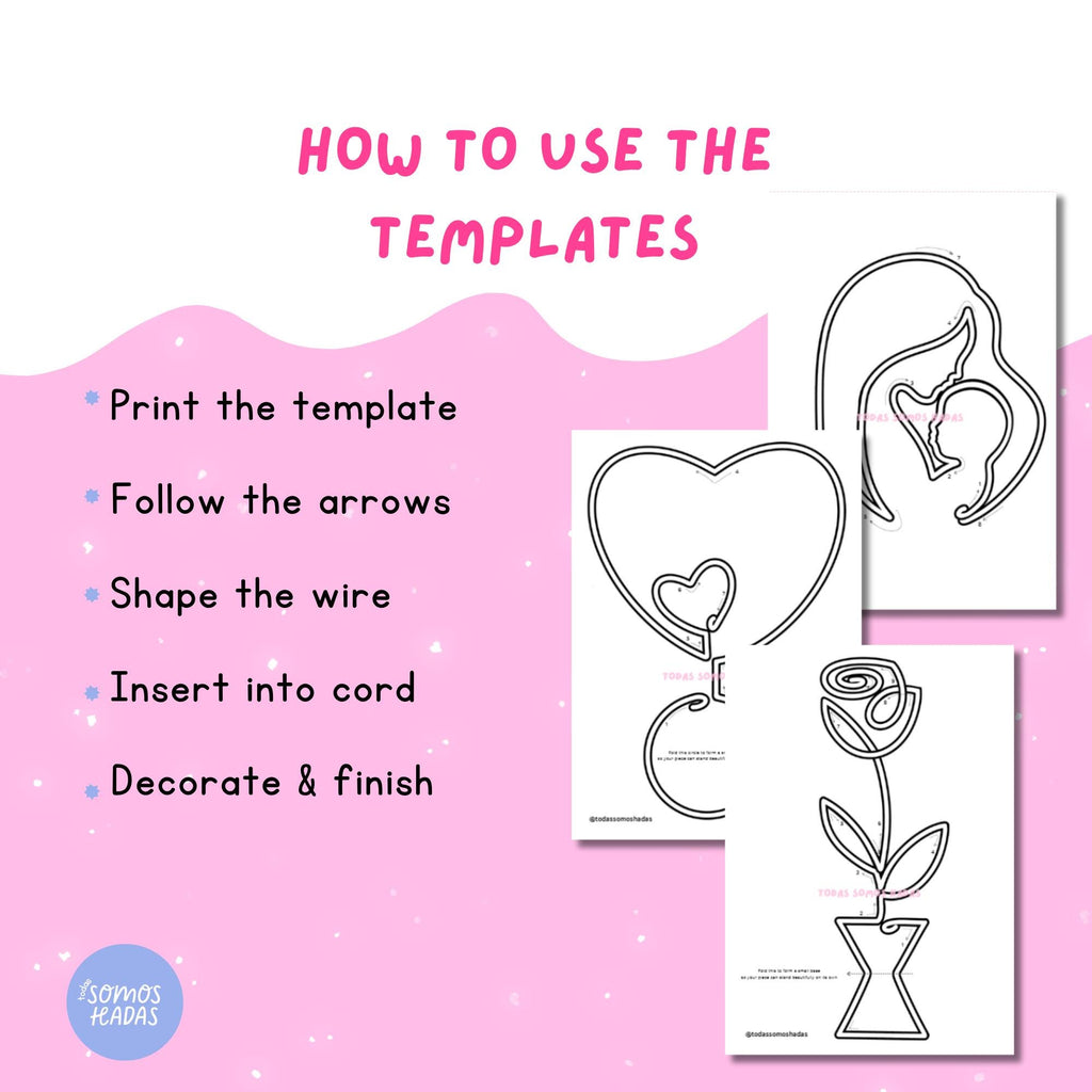 Wire Art - iCord Templates Mother’s Day | 10 Wire Shapes PDF | Hearts, Flowers & Photo Frame Patterns | DIY Gift Ideas | Tricotin Desig