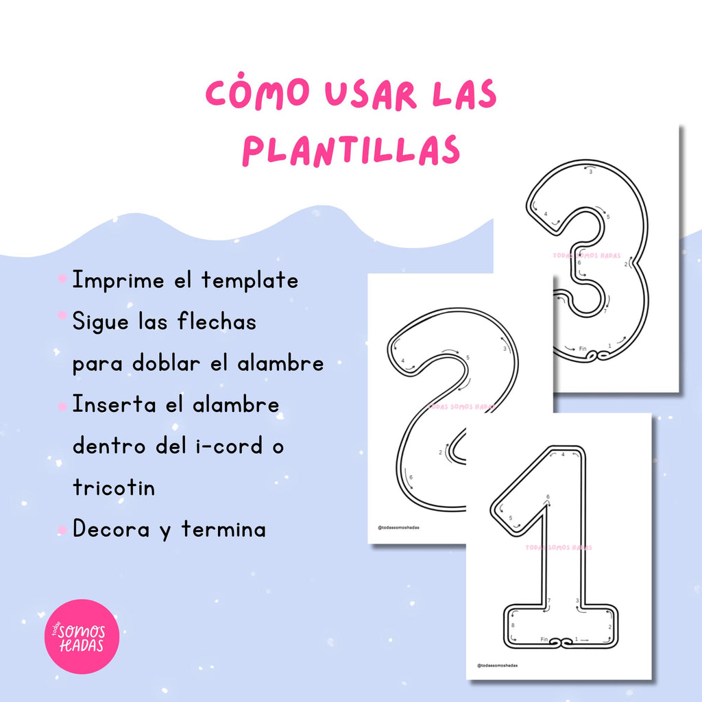Plantillas Números Grandes 0–9 para Modelar Alambre | Tricotín Wire Art / I-Cord | Decoración Cumpleaños | Cake Topper DIY | PDF Impr