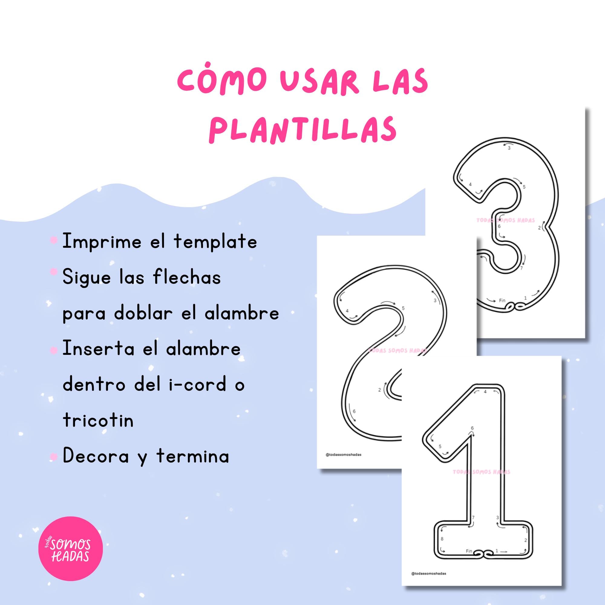 Plantillas Números Grandes 0–9 para Modelar Alambre | Tricotín Wire Art / I-Cord | Decoración Cumpleaños | Cake Topper DIY | PDF Impr