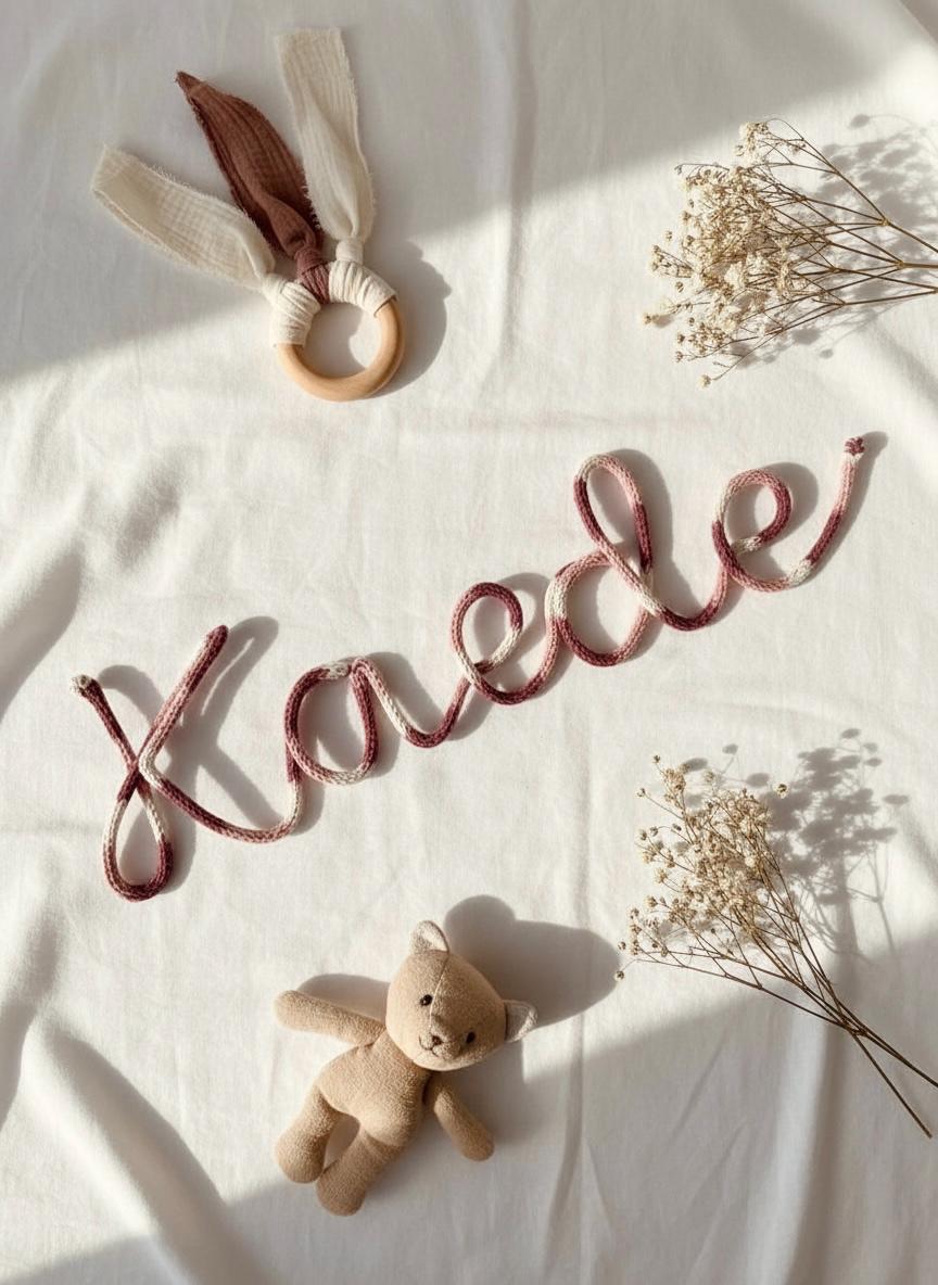Nombre Personalizado para Bebé en Icord | Letrero Tejido Hecho a Mano | Decoración Infant