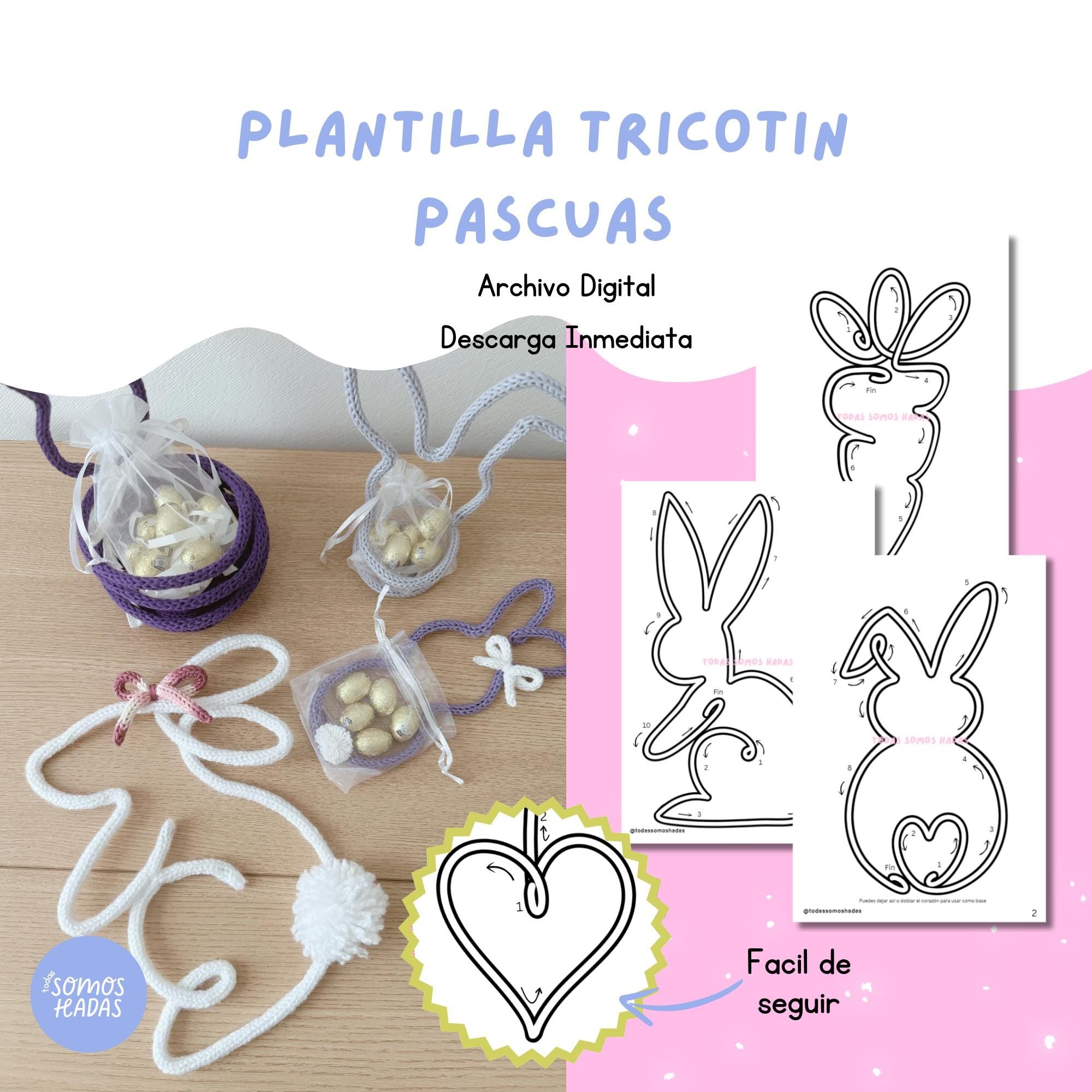 Plantilla Tricotín Pascua – 14 Diseños para Decoración y Regalos | Conejos, Canastos y Flores | Descarga Digital - Wire art tem
