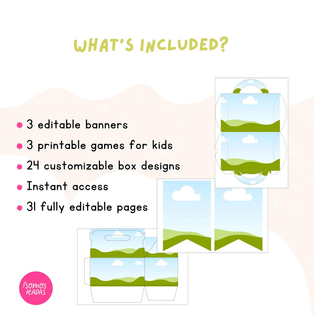 Editable Candy Bar Canva Template | Kids Birthday Party Printable Kit | Custom Boxes Banners & Games | Instant Download Party Decor